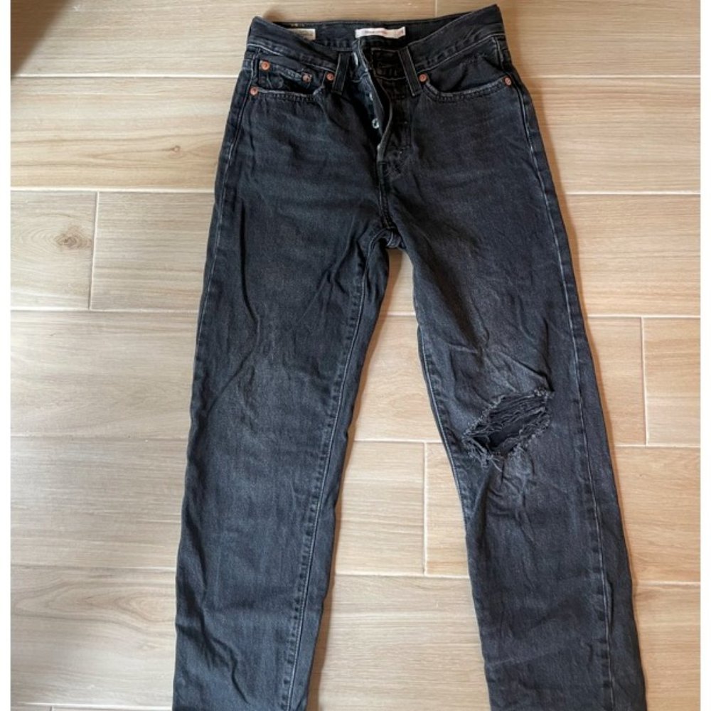 Levi's Wedgie Ripped High Waist Crop Straight Leg Jeans, After Sunset, size 24 - Picture 6 of 7
